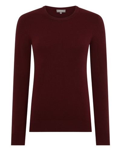 N.Peal Women's Evie Classic Round Neck Cashmere Jumper Rustic Red