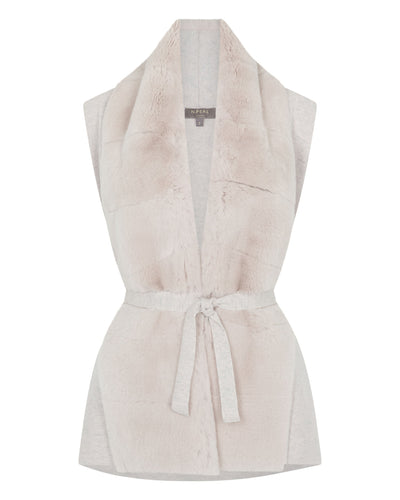 N.Peal Women's Lola Fur Placket Cashmere Gilet Pebble Grey