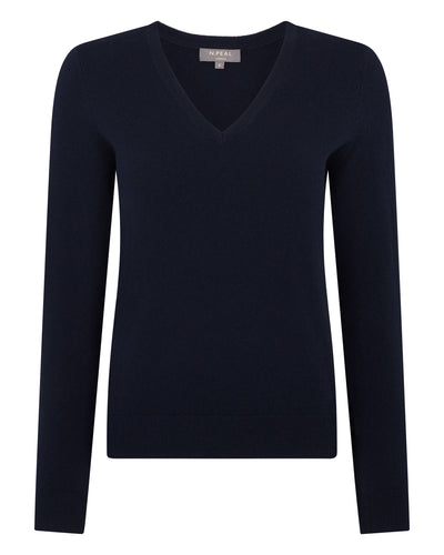 Women's Phoebe V Neck Cashmere Sweater Navy Blue