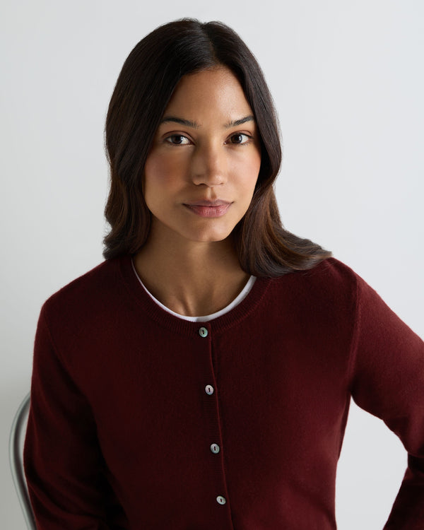 Women's Olivia Round Neck Cashmere Cardigan 5