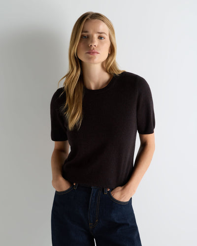 N.Peal Women's Milly Classic Cashmere T-Shirt Cocoa Brown