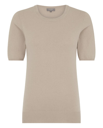 N.Peal Women's Milly Classic Cashmere T-Shirt Cashew Brown