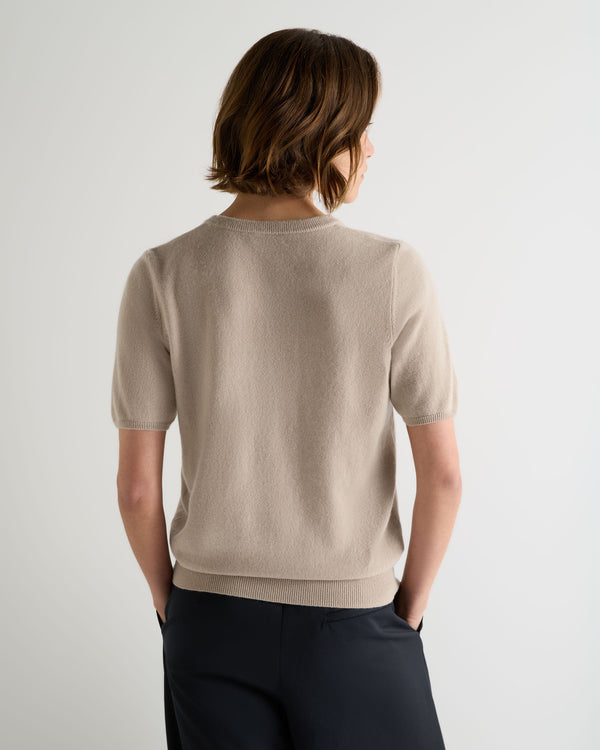 N.Peal Women's Milly Classic Cashmere T-Shirt Cashew Brown