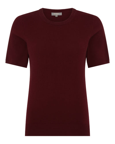 N.Peal Women's Milly Classic Cashmere T-Shirt Rustic Red