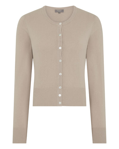 N.Peal Women's Ivy Cropped Cashmere Cardigan Cashew Brown
