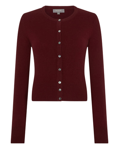 N.Peal Women's Ivy Cropped Cashmere Cardigan Rustic Red