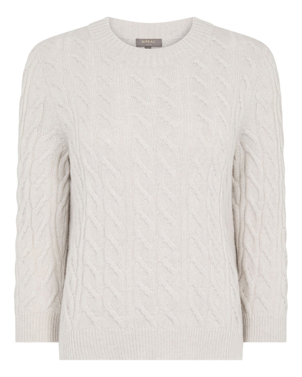 Women's Emilia Cable Round Neck Cashmere Sweater With Lurex 2