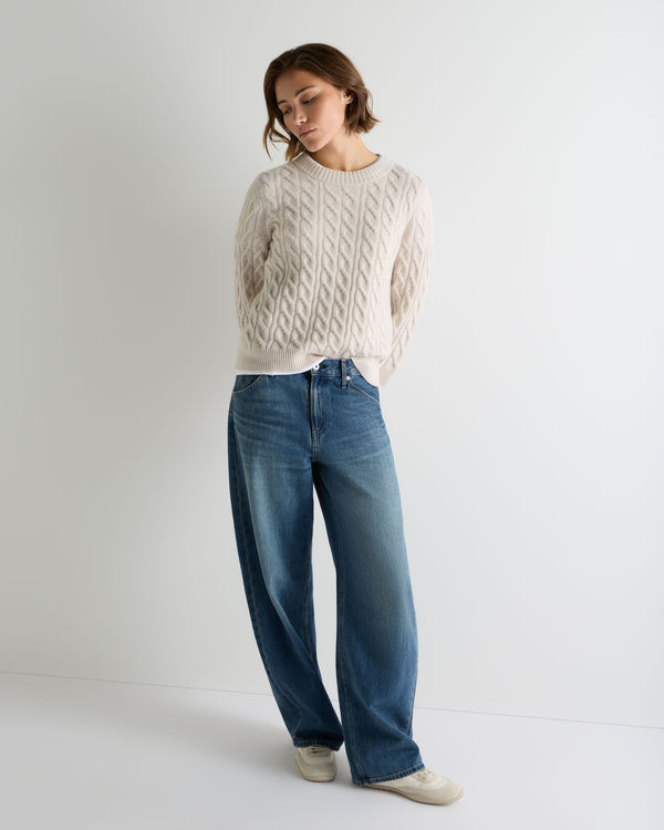 Women's Emilia Cable Round Neck Cashmere Sweater With Lurex 3
