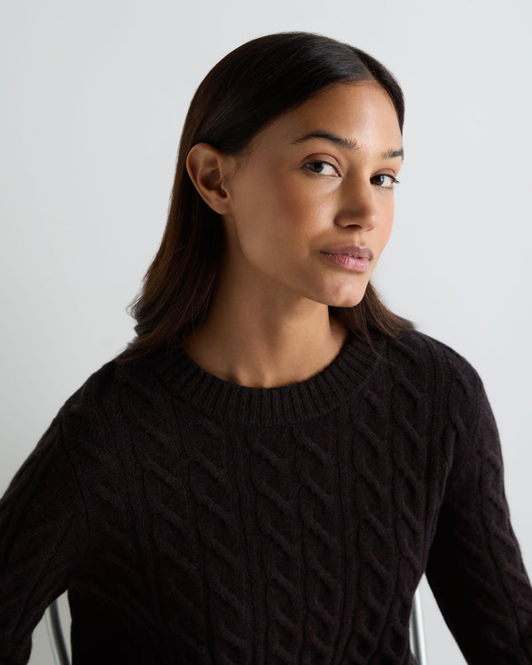 Women's Emilia Cable Round Neck Cashmere Sweater 5