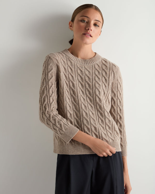 Women's Emilia Cable Round Neck Cashmere Sweater 1
