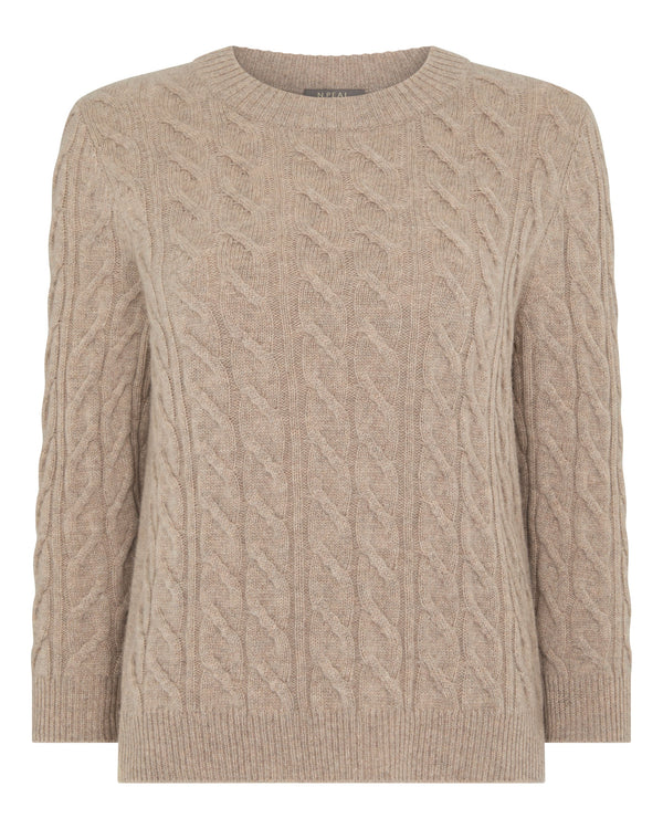 Women's Emilia Cable Round Neck Cashmere Sweater 2