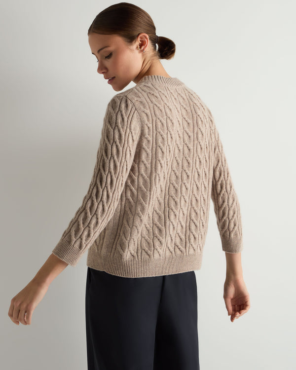 Women's Emilia Cable Round Neck Cashmere Sweater 4