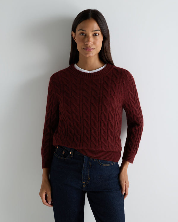 Women's Emilia Cable Round Neck Cashmere Sweater 1