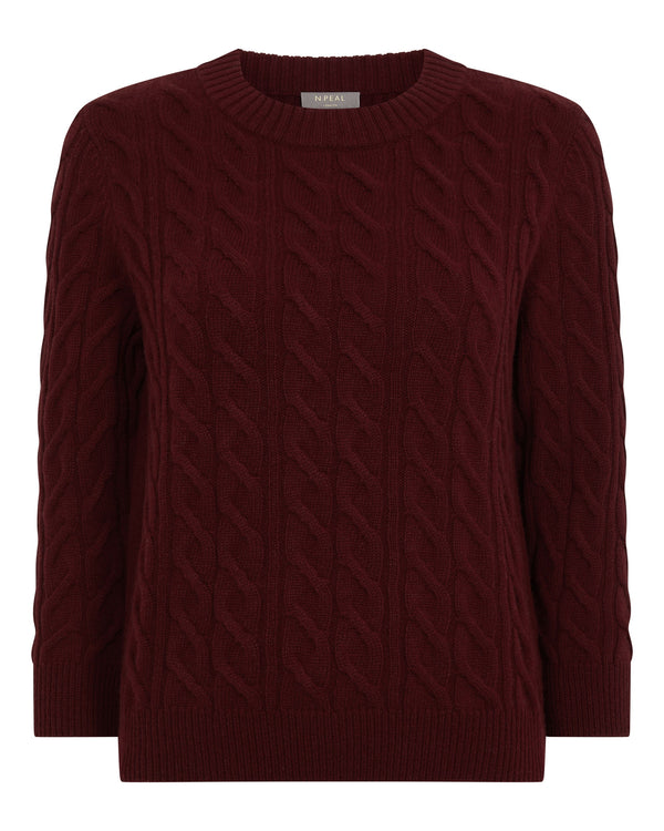 Women's Emilia Cable Round Neck Cashmere Sweater 2