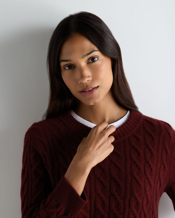 Women's Emilia Cable Round Neck Cashmere Sweater 5
