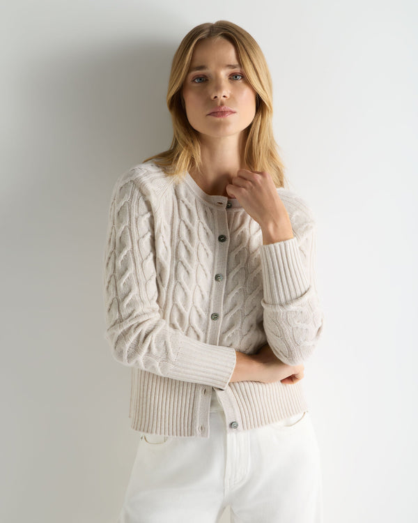 Women's Myla Cable Cashmere Cardigan With Lurex 1
