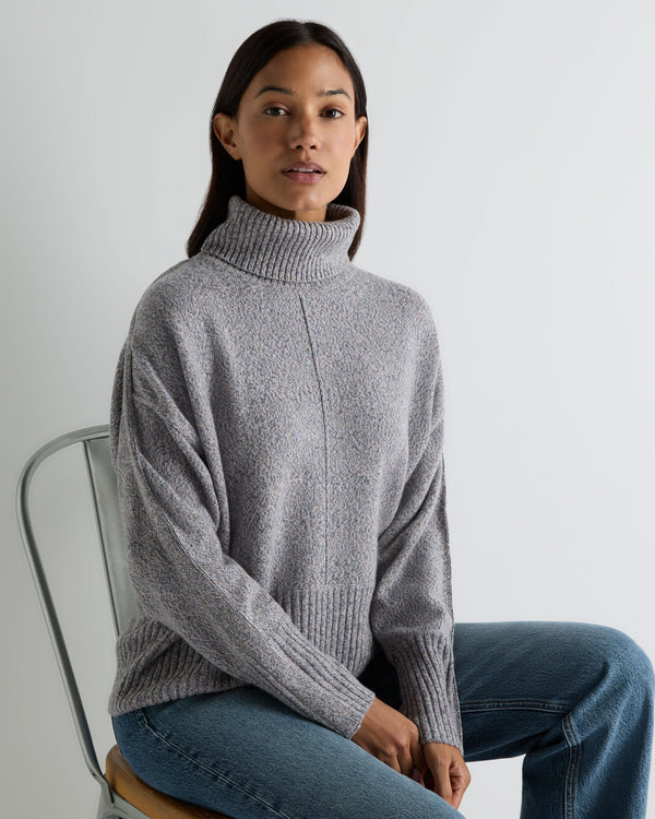 Women's Mollie Metal Trim Turtle Neck Cashmere Sweater With Lurex 1