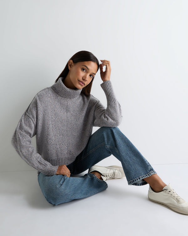 Women's Mollie Metal Trim Turtle Neck Cashmere Sweater With Lurex 3