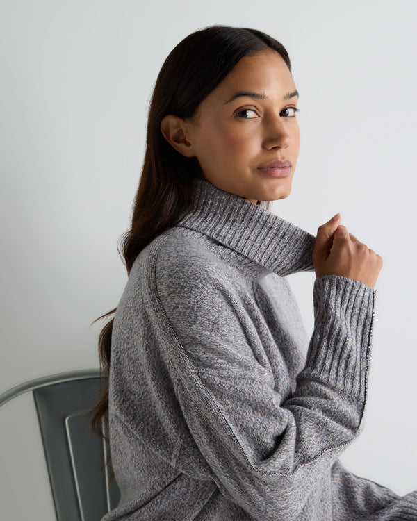 Women's Mollie Metal Trim Turtle Neck Cashmere Sweater With Lurex 5