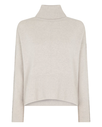 N.Peal Women's Mollie Metal Roll Neck Cashmere Jumper Pebble Grey