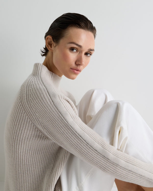 Women's Metal Funnel Neck Cashmere Sweater 5