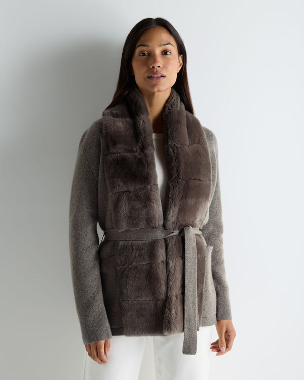 Women's Ruby Herringbone Fur Cardigan 1