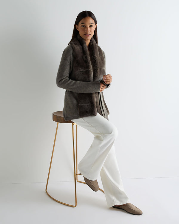 Women's Ruby Herringbone Fur Cardigan 3