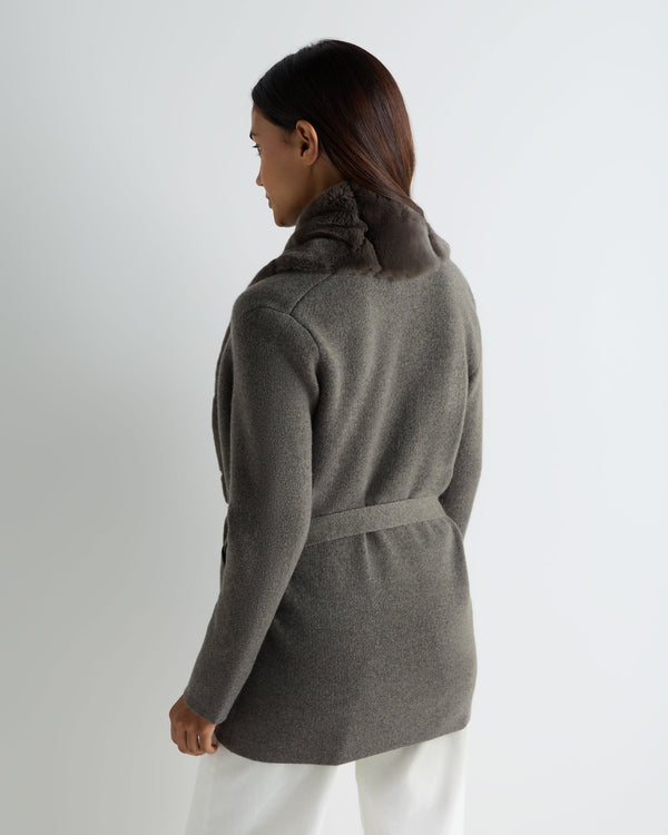 Women's Ruby Herringbone Fur Cardigan 4