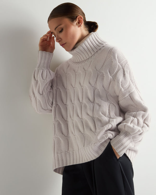Women's Hana Chunky Cable Turtle Neck Cashmere Sweater 1