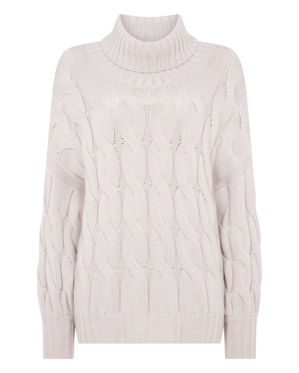 Women's Hana Chunky Cable Turtle Neck Cashmere Sweater 2