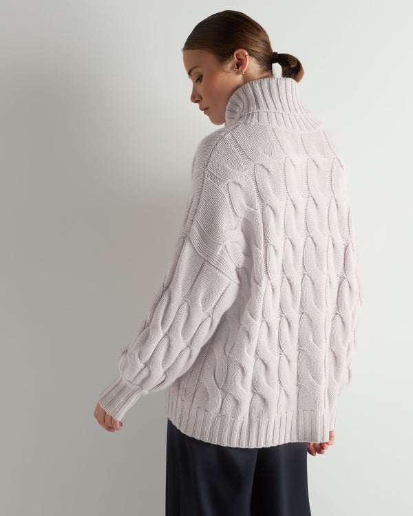 Women's Hana Chunky Cable Turtle Neck Cashmere Sweater 4