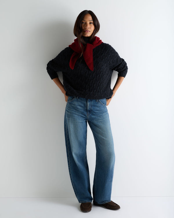 Women's Emmie Relaxed Cable Turtle Neck Cashmere Sweater 3