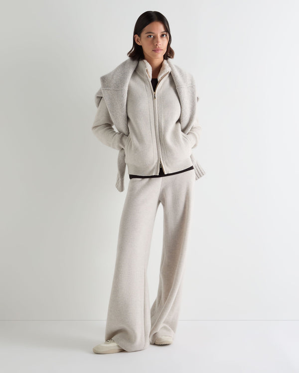 Women's Honeycomb Full Zip Cashmere Sweater With Fur Trim 3