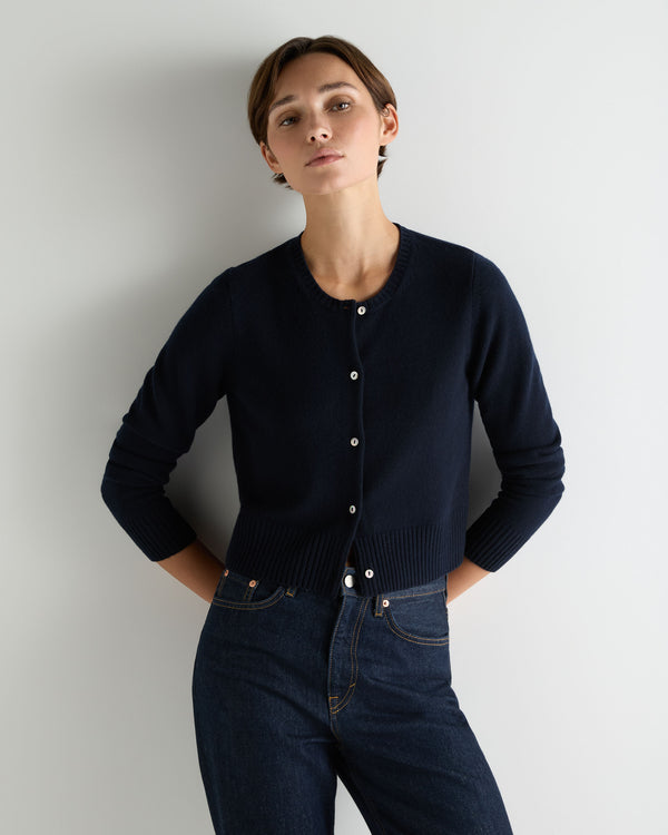 Women's Chunky Crop Cashmere Cardigan 1
