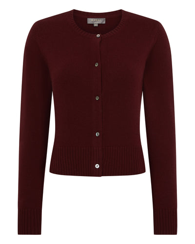 N.Peal Women's Chunky Crop Cashmere Cardigan Rustic Red