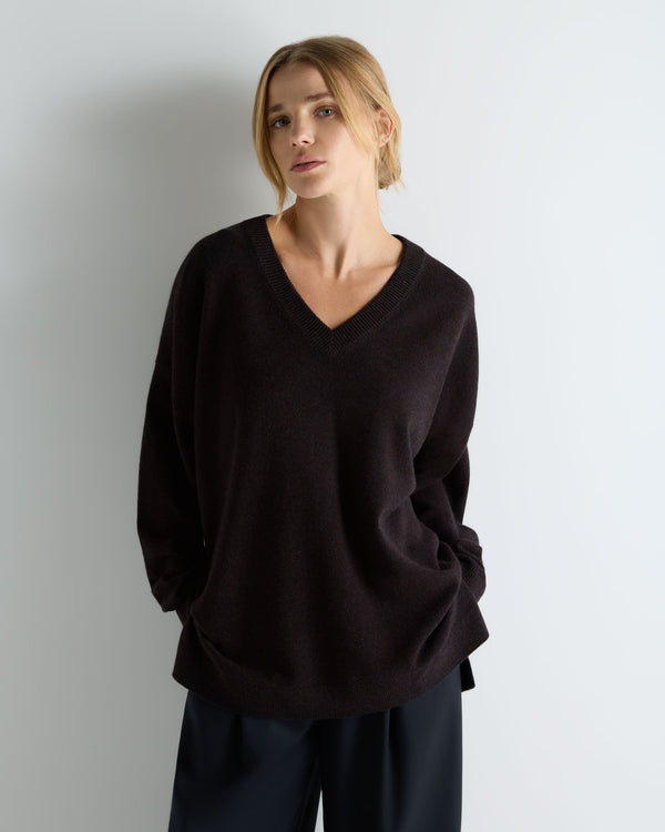 Women's Longline V Neck Cashmere Sweater 7