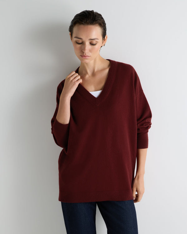 Women's Longline V Neck Cashmere Sweater 1