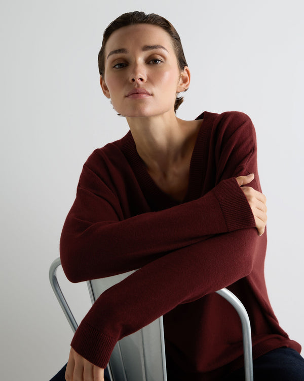 Women's Longline V Neck Cashmere Sweater 5