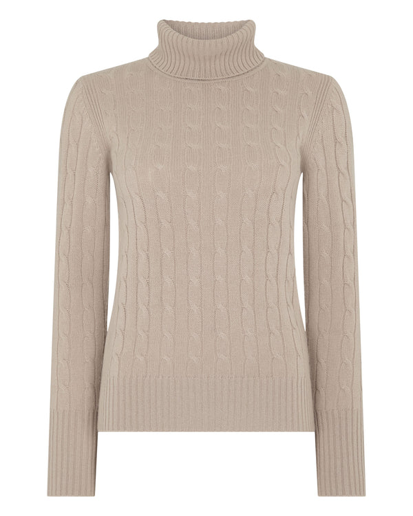Women's Adelyn Cable Turtle Cashmere Sweater 2
