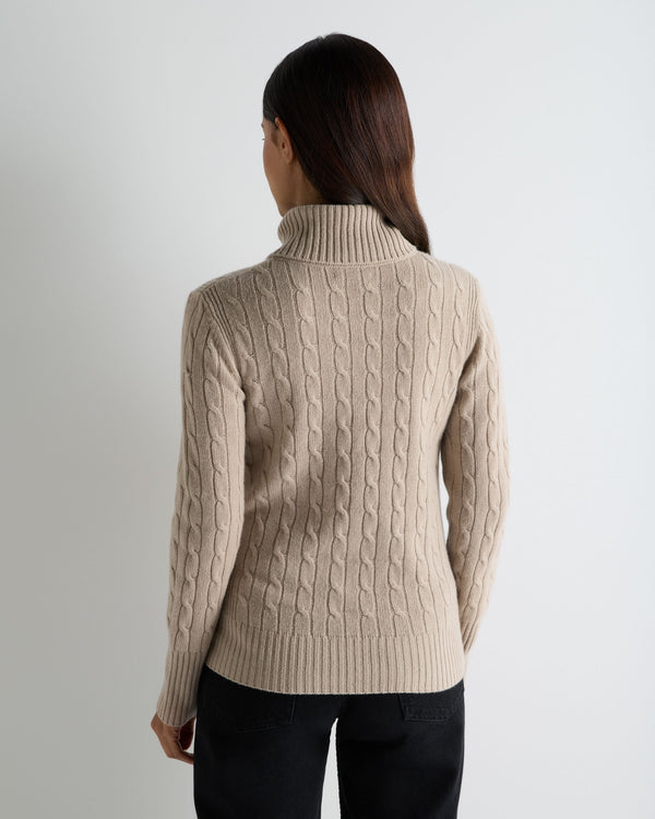 Women's Adelyn Cable Turtle Cashmere Sweater 4