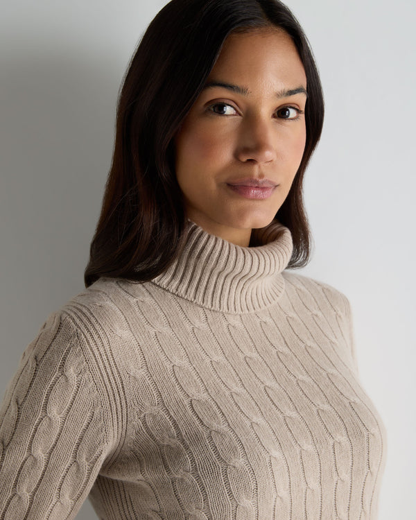 Women's Adelyn Cable Turtle Cashmere Sweater 5