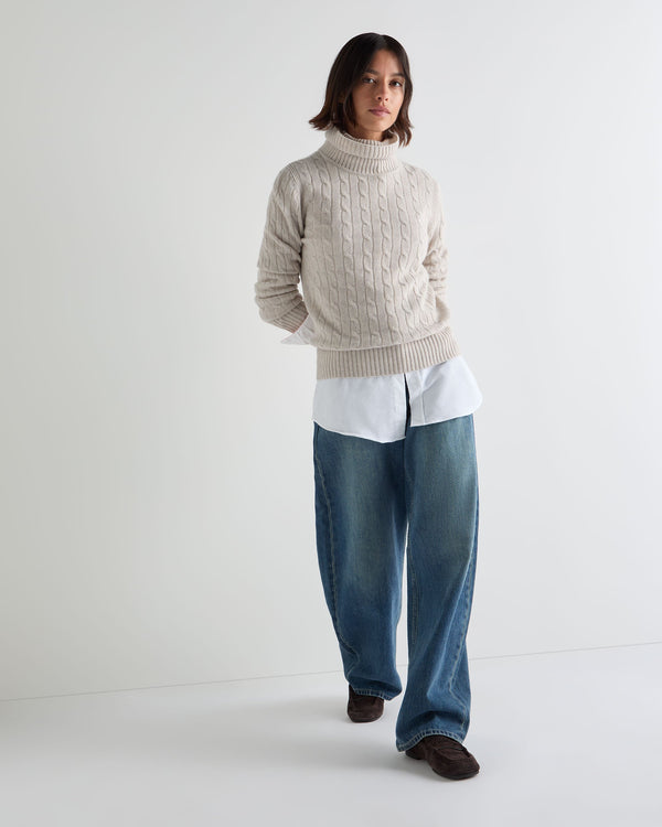Women's Adelyn Cable Turtle Cashmere Sweater 3