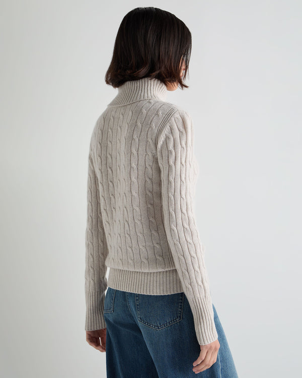 Women's Adelyn Cable Turtle Cashmere Sweater 4