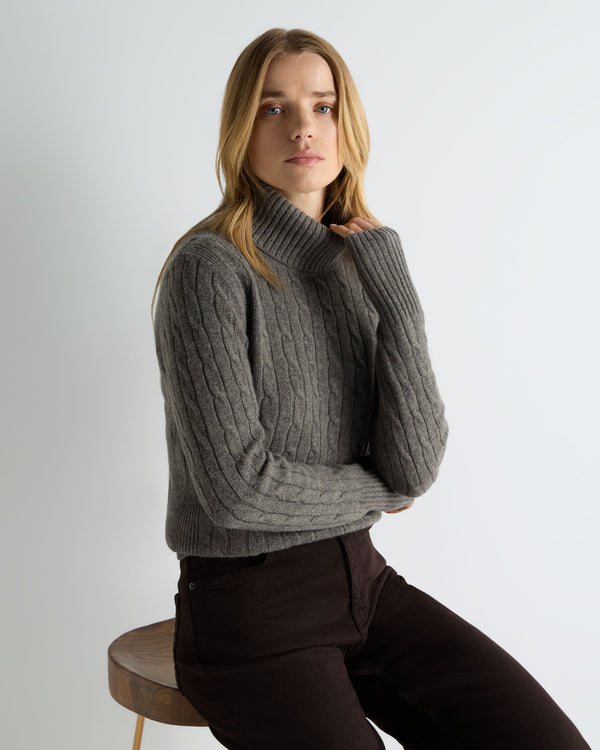 Women's Adelyn Cable Turtle Cashmere Sweater 1