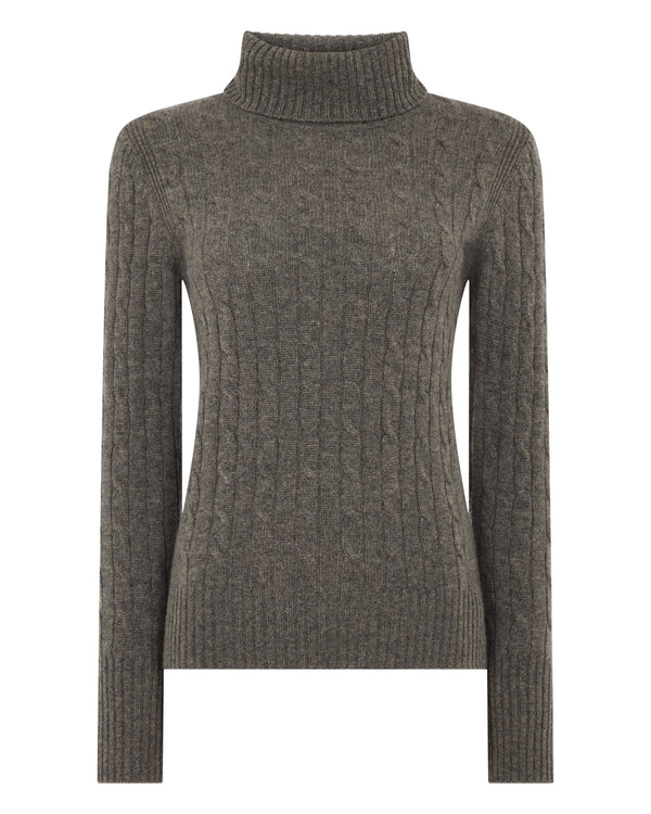 Women's Adelyn Cable Turtle Cashmere Sweater 2