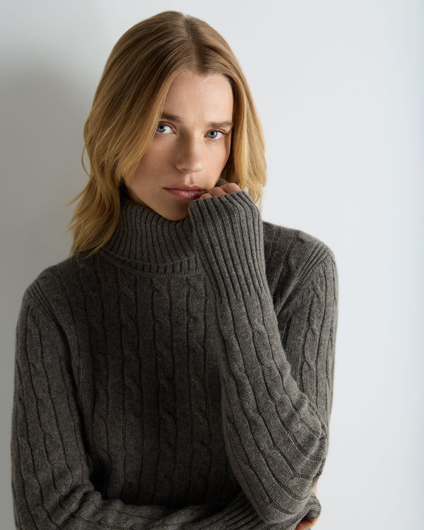Women's Adelyn Cable Turtle Cashmere Sweater 5