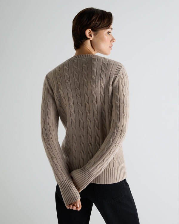 Women's Adelyn Cable Round Neck Cashmere Sweater 4