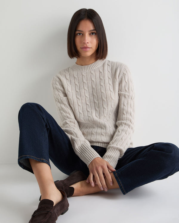 Women's Adelyn Cable Round Neck Cashmere Sweater 5