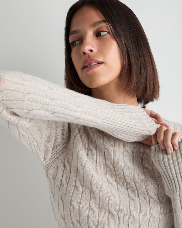 Women's Adelyn Cable Round Neck Cashmere Sweater 6