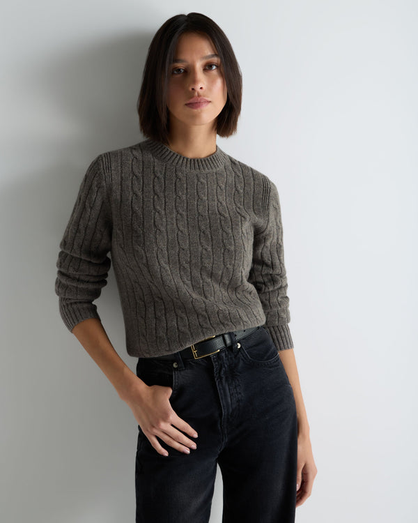 Women's Adelyn Cable Round Neck Cashmere Sweater 1